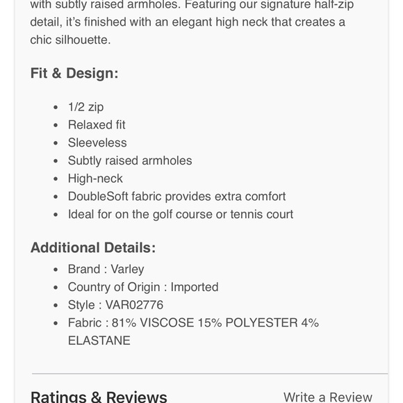 NWT Varley magnolia 2.0 1/2 Zip tank top - Canyon Rose - Sz XL $128 - Picture 5 of 6